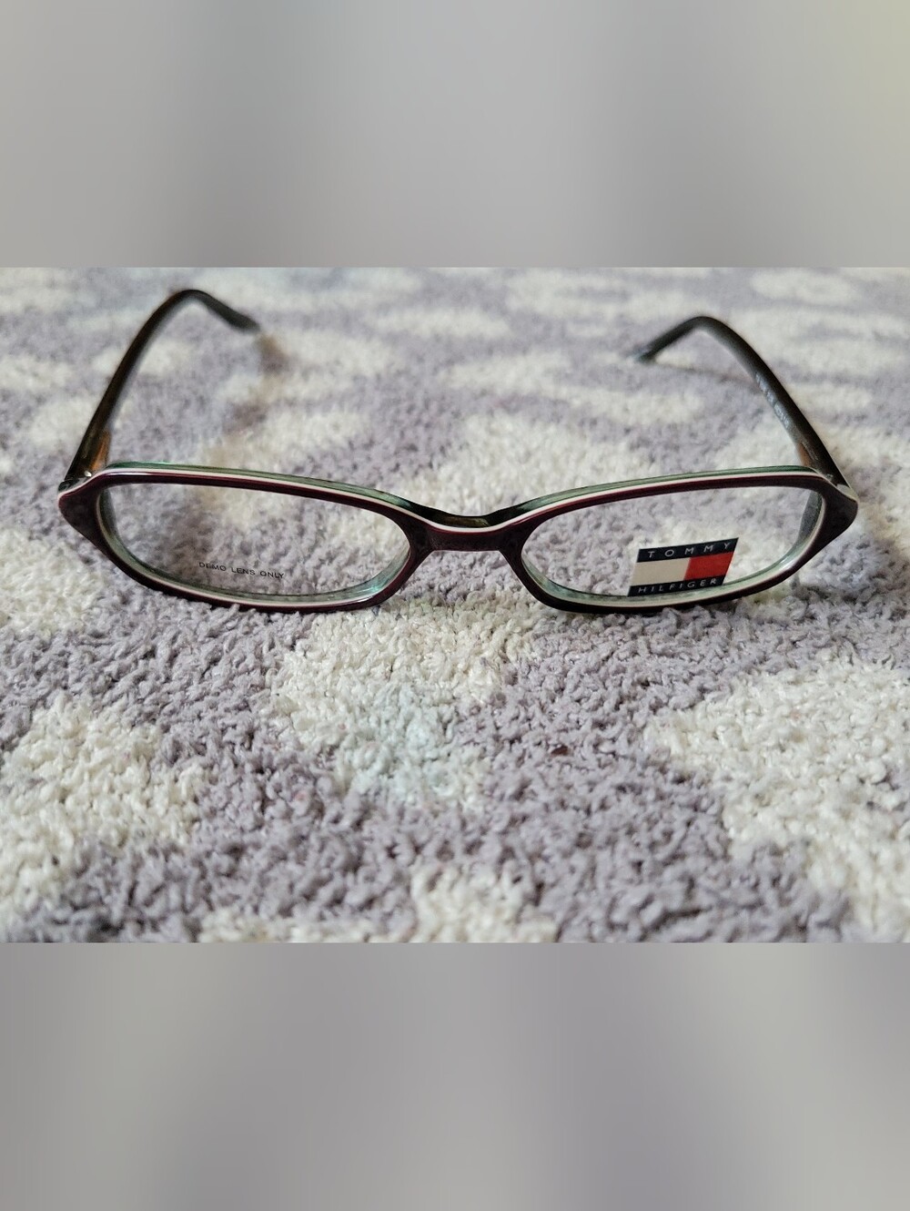 Tommy Hilfiger Women's Black and Red Slim Oval Glasses
